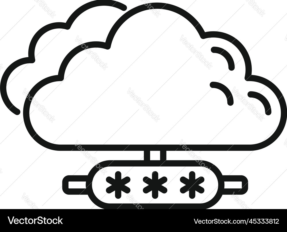 Secure cloud data icon outline code lock Vector Image