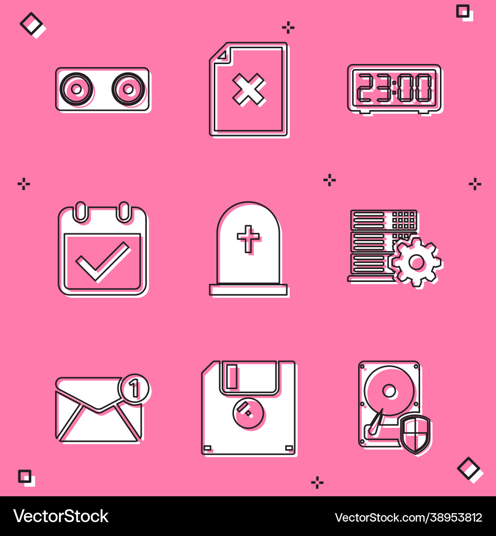 Set stereo speaker delete file document digital vector image