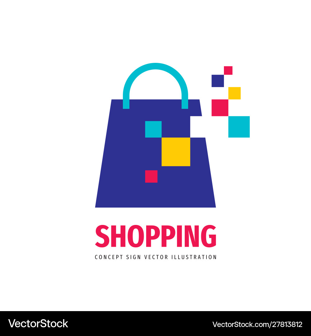Shopping bag logo design element digital online Shopping bag logo design element digital online vector image