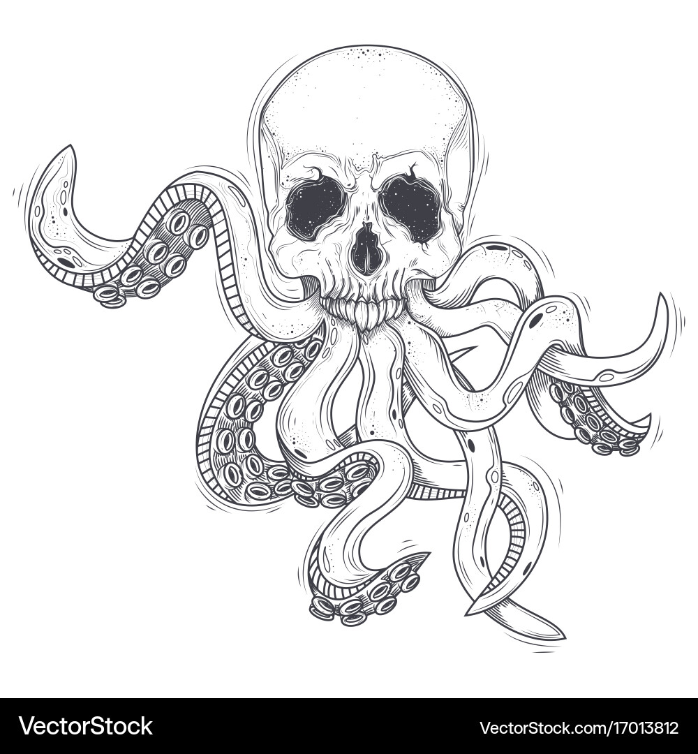 Skull with Tentacles vector image