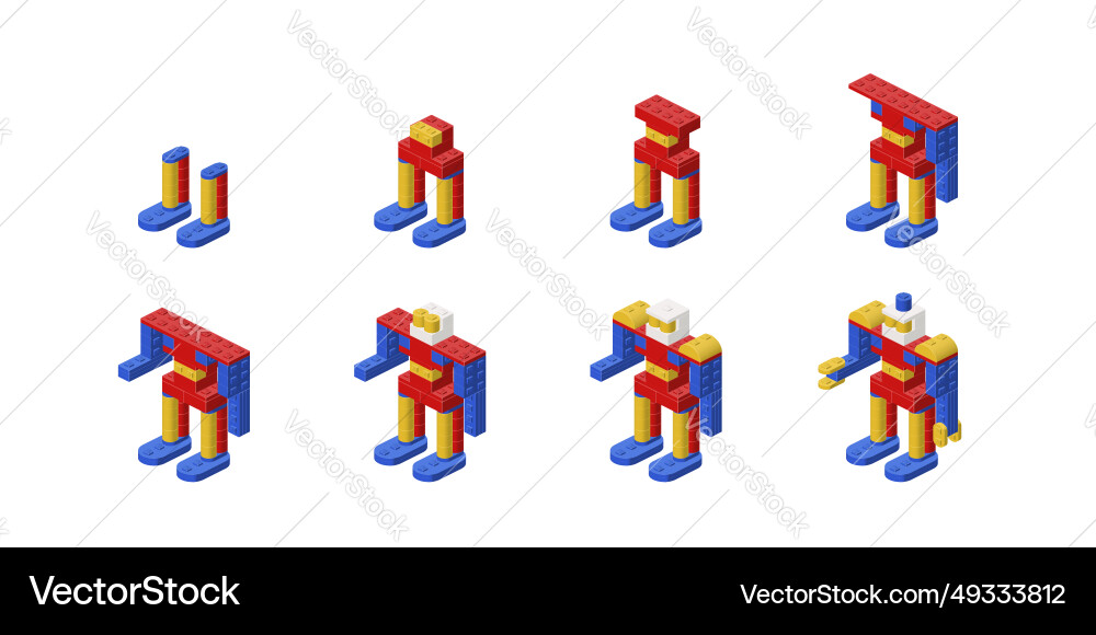Step-by-step instructions for assembling a robot Step-by-step instructions for assembling a robot vector image