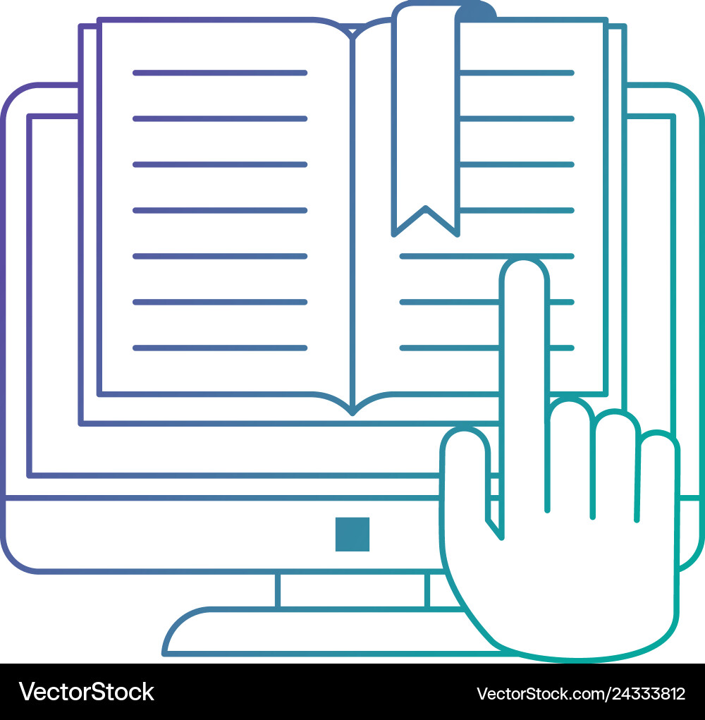 Text book with computer and hand Text book with computer and hand vector image