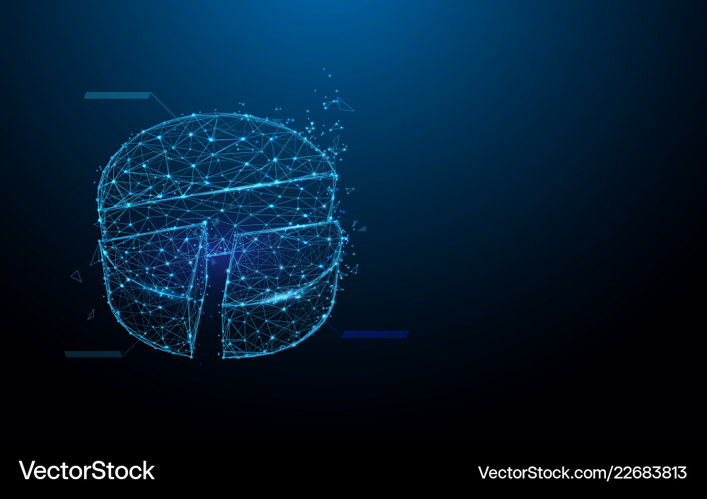 3d pie chart infographic form lines and particle 3d pie chart infographic form lines and particle vector image