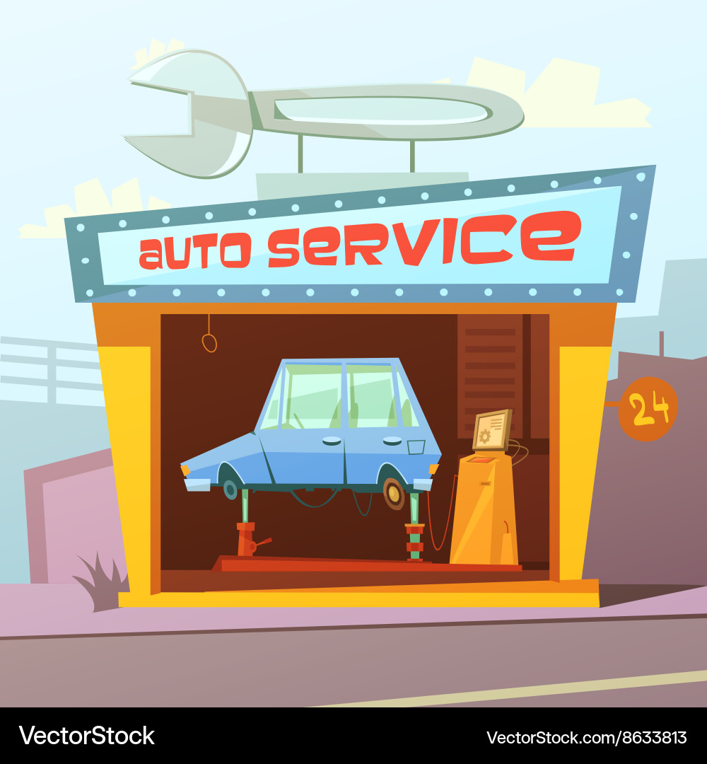 Auto service building background vector image