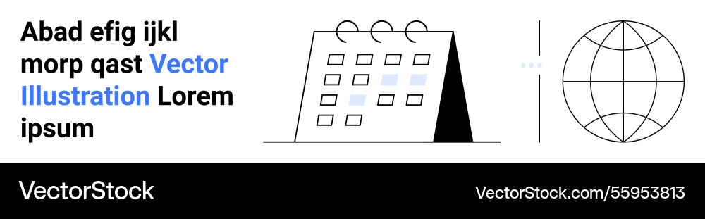 Calendar display with event highlights alongside Calendar display with event highlights alongside vector image