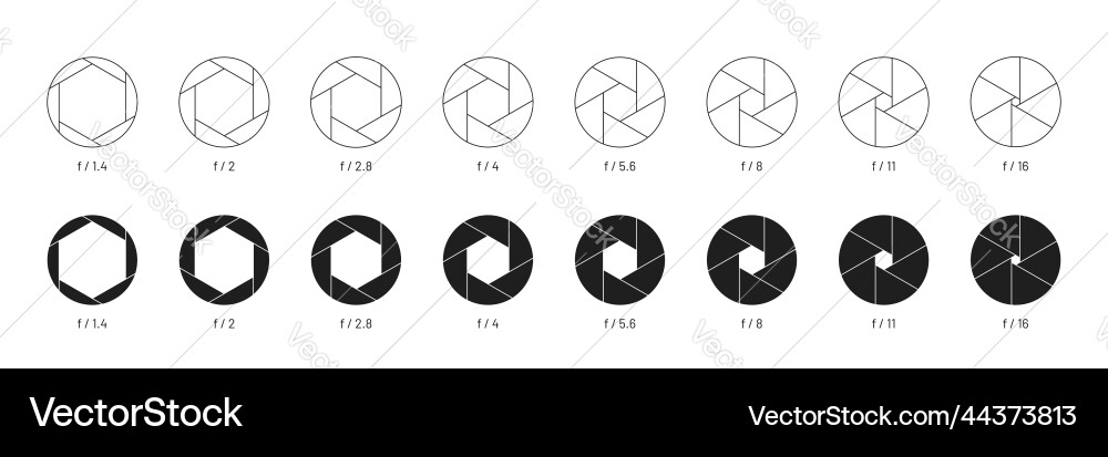 Camera Shutter Icons Collection vector image
