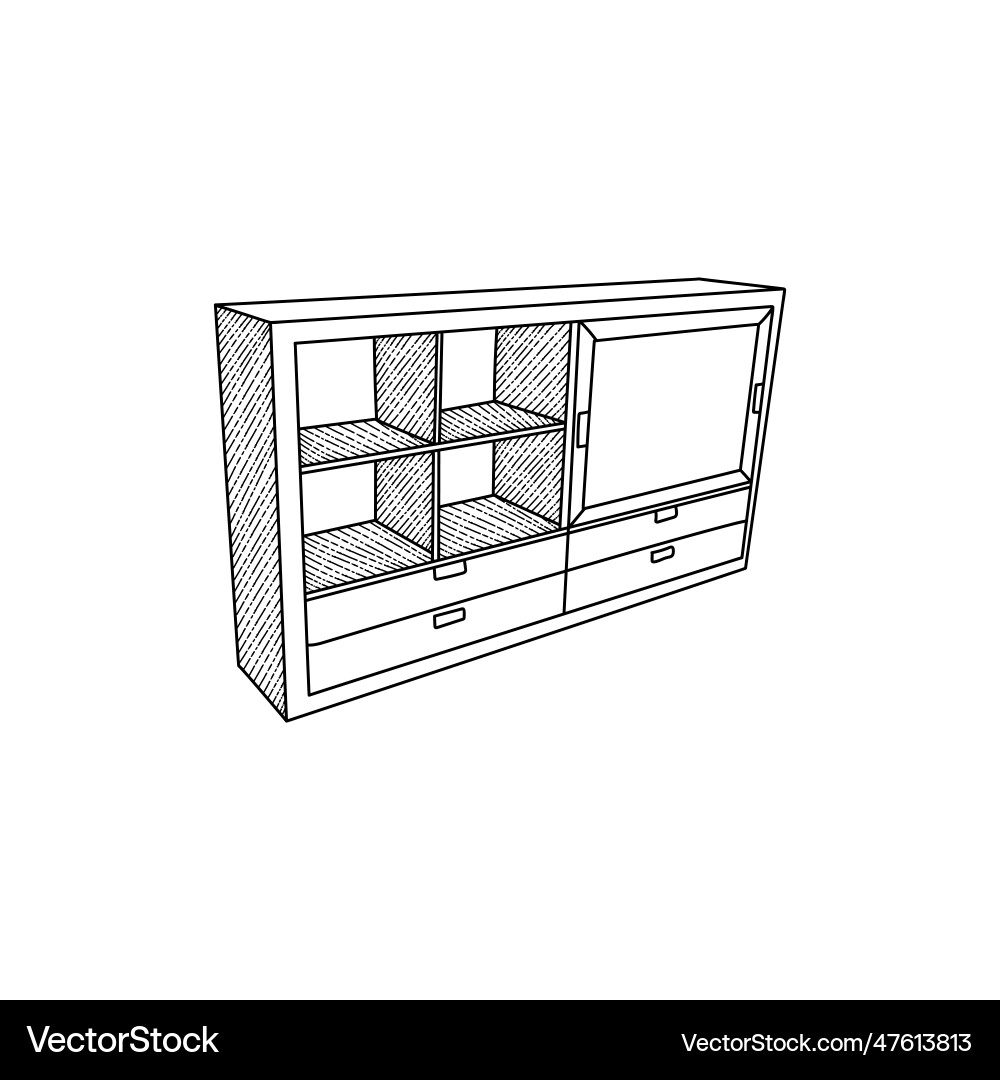 Chest drawer line icon concept template logo Chest drawer line icon concept template logo vector image