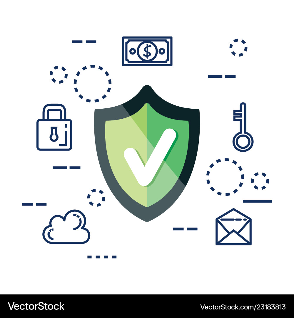 Data center security with shield Data center security with shield vector image