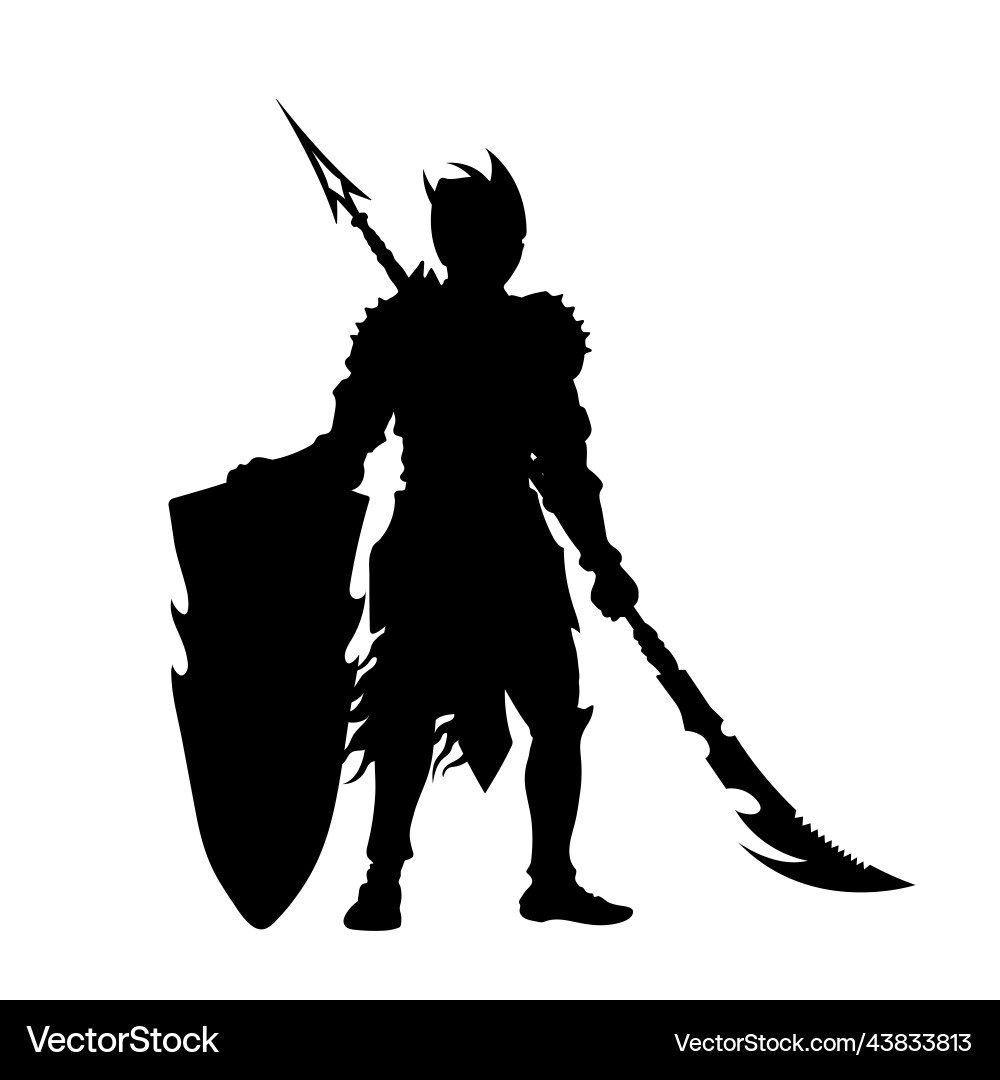 Fantasy spearman silhouette dark knight – Royalty-Free Vector | VectorStock, image size:1000x1080