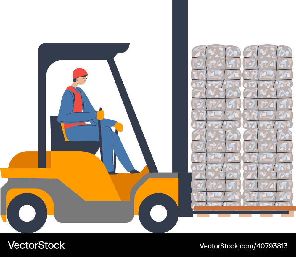 Forklift or loader used for transporting boxes Forklift or loader used for transporting boxes vector image
