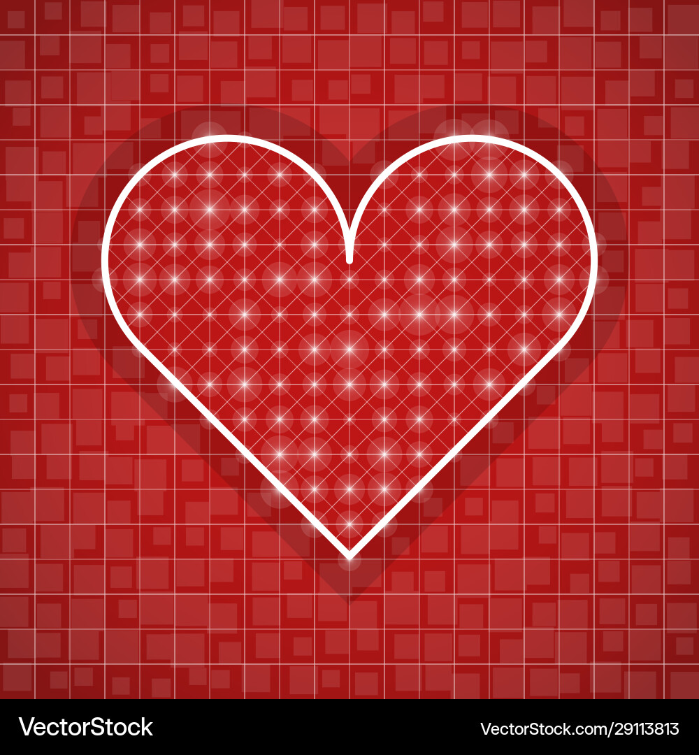 Heart shape drawing template with red background Heart shape drawing template with red background vector image