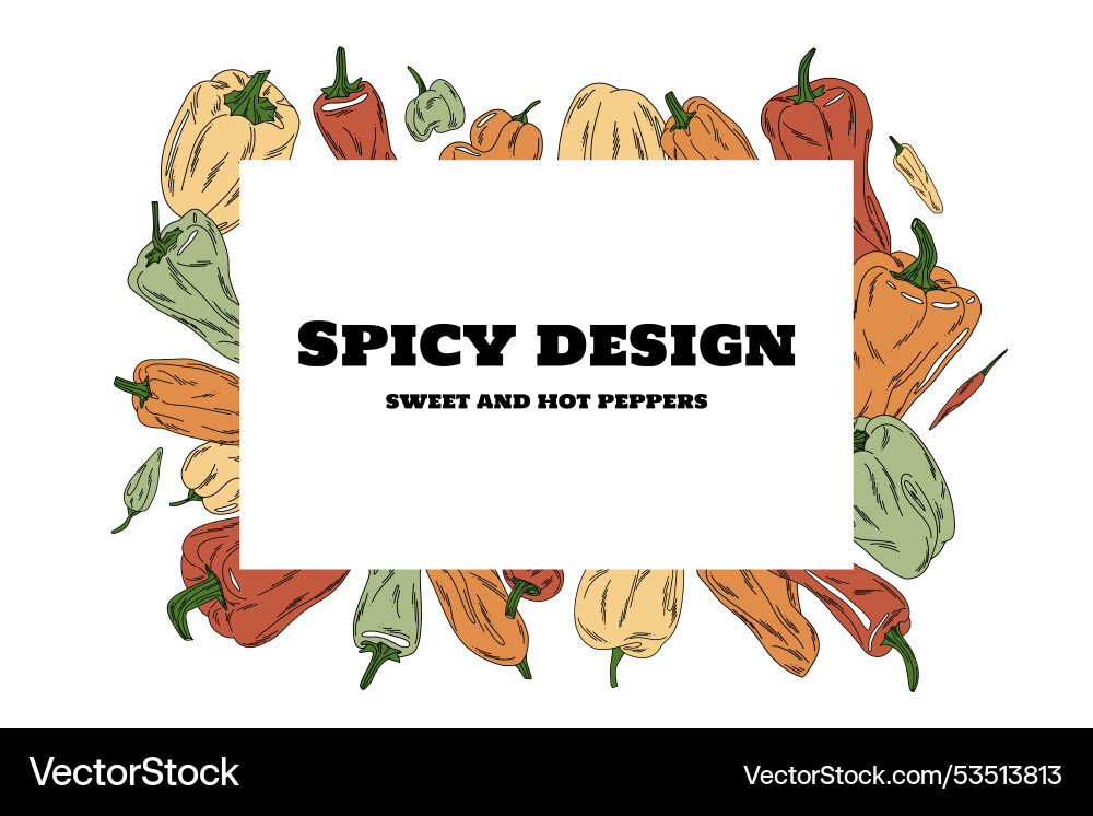 Horizontal design frame with colorful doodle Horizontal design frame with colorful doodle Vector Image