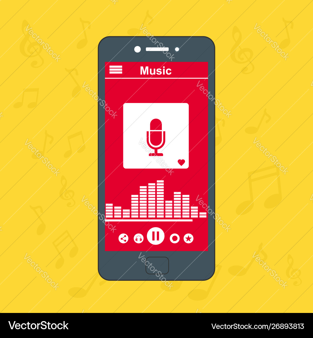 Media player application app template with flat Media player application app template with flat vector image
