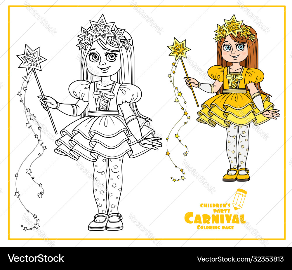 Süße Mädchen im Fasching Kostüm ein Star Süße Mädchen im Fasching Kostüm ein Star vektorbild