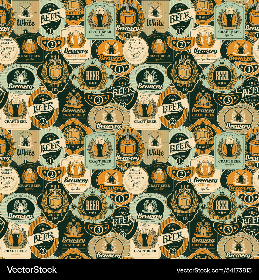Seamless pattern on the theme of beer label Vector Image