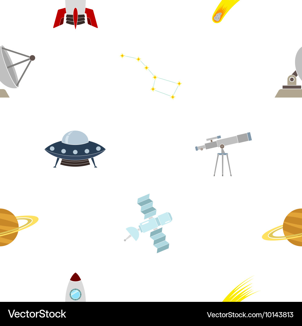 Seamless pattern with astronomy and space icons vector image