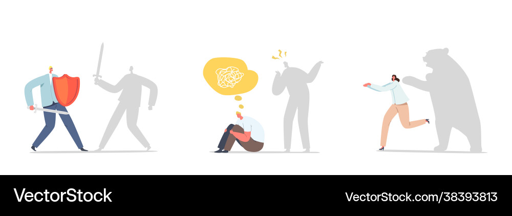 Set characters afraid shadow schizophrenia Vector Image