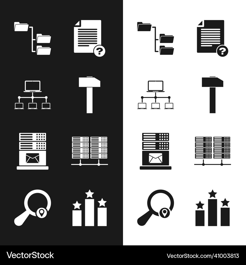 Set hammer computer network folder tree unknown Set hammer computer network folder tree unknown vector image