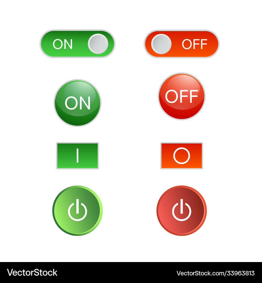 Set of icon on and off switch button vector image
