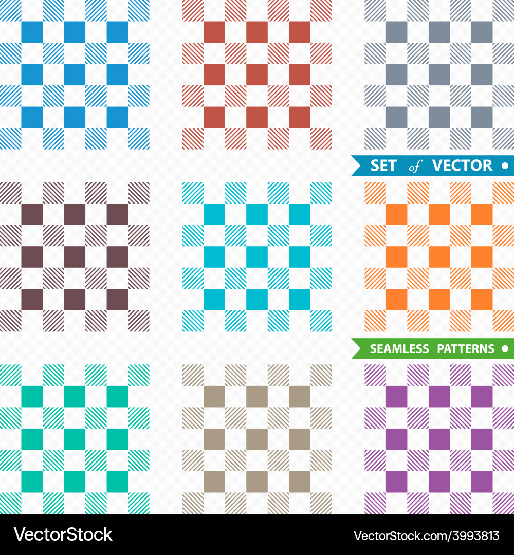 Set of patterns with squares vector image