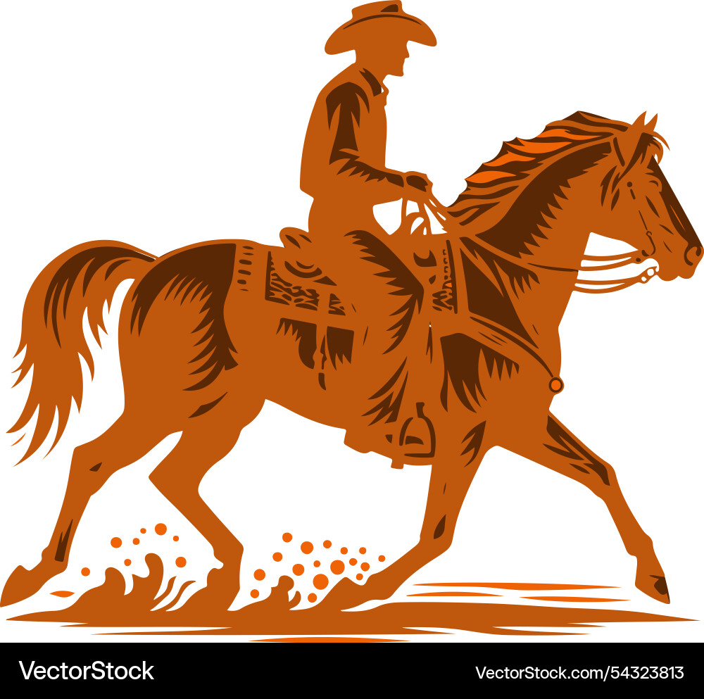 Western cow boy riding a horse Royalty Free Vector Image