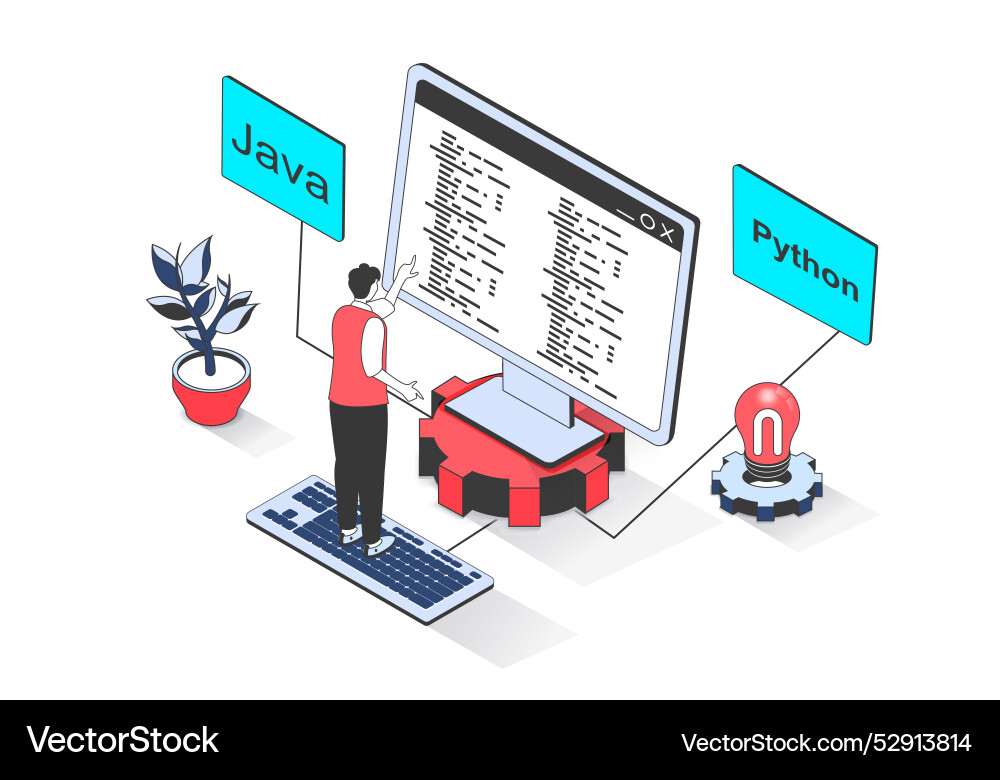 3D Isometric Programming Concept vector image