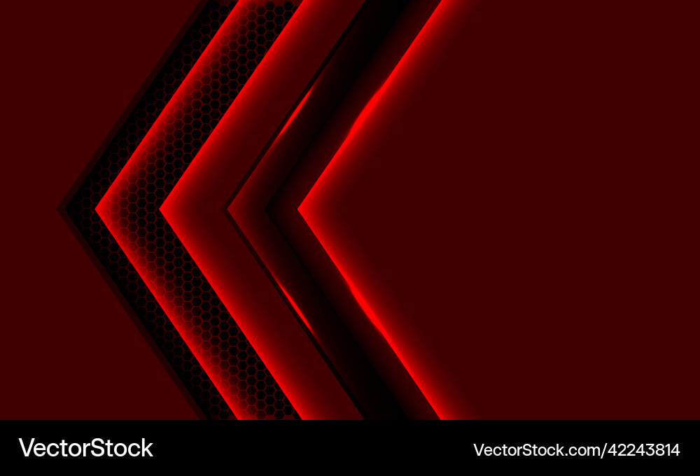 Abstract red arrow metallic hexagon mesh Abstract red arrow metallic hexagon mesh vector image