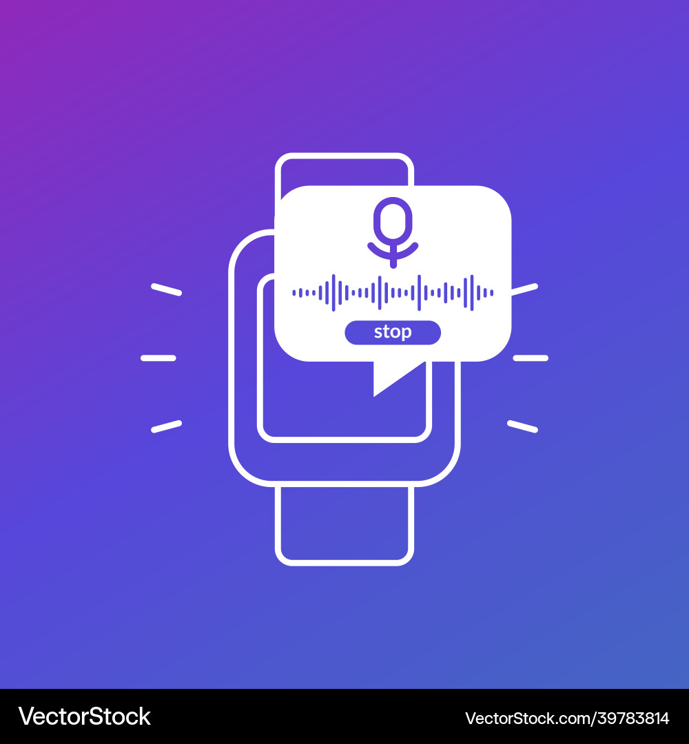 Audio recording ui recorder in smart watch vector image