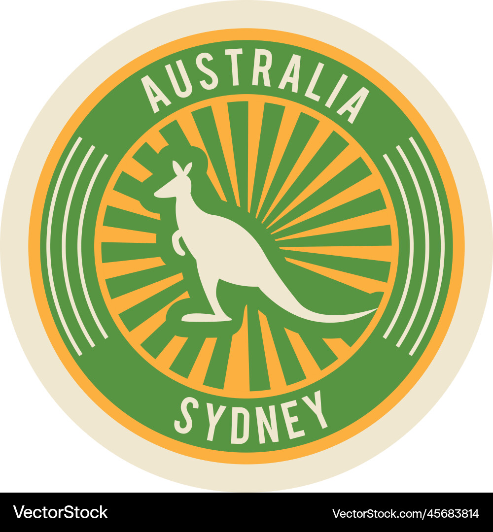 Australia retro travel label round postal stamp Australia retro travel label round postal stamp vector image