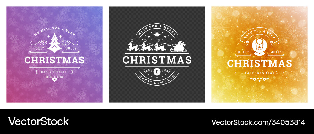 Christmas photo overlays vintage typographic Christmas photo overlays vintage typographic Vector Image