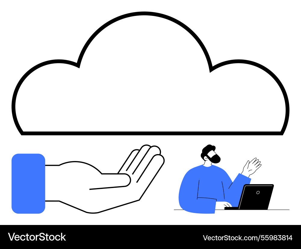 Cloud computing concept with hand gesture support Cloud computing concept with hand gesture support vector image
