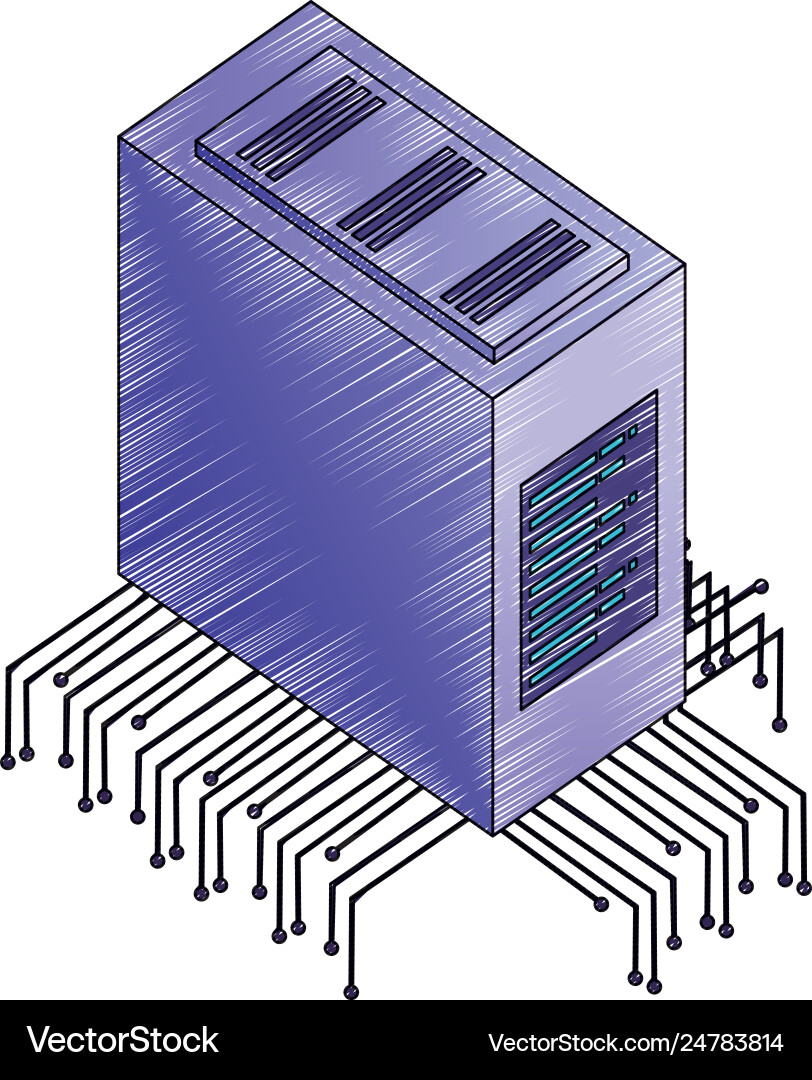 Database server center circuit technology vector image