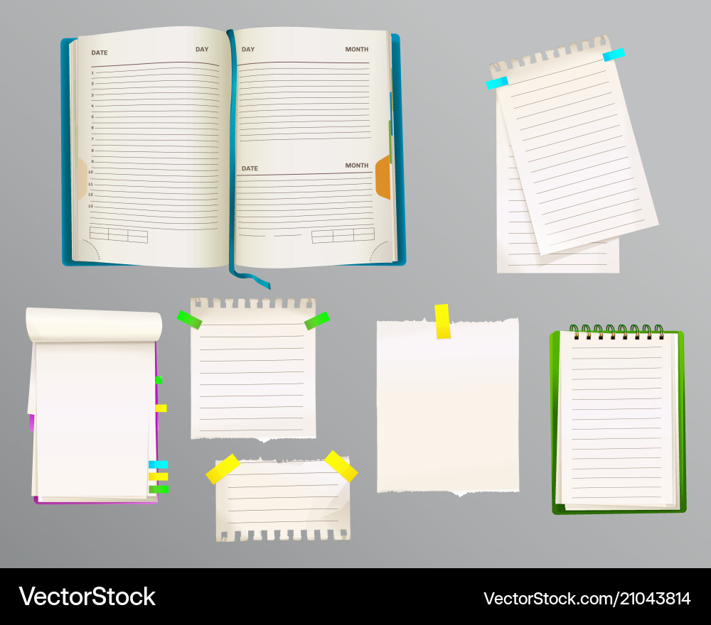 Diary and message notes Diary and message notes vector image