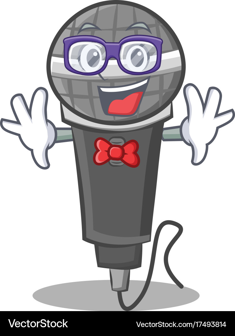 Geek microphone cartoon character design vector image