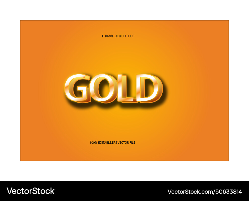 Gold editable text effect 3d emboss gradient style vector image