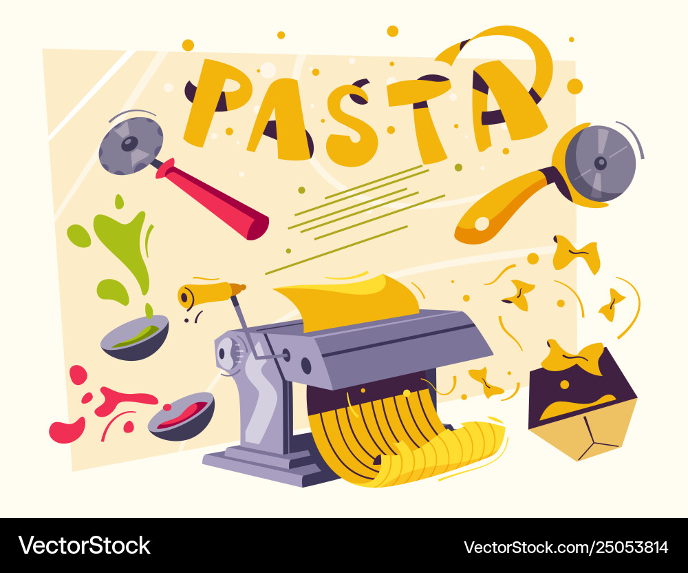 Italienische Küche köstliche Pasta Cartoon Italienische Küche köstliche Pasta Cartoon vektorbild
