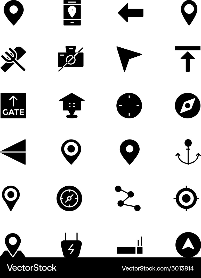 Map and navigation icons 1 vector image
