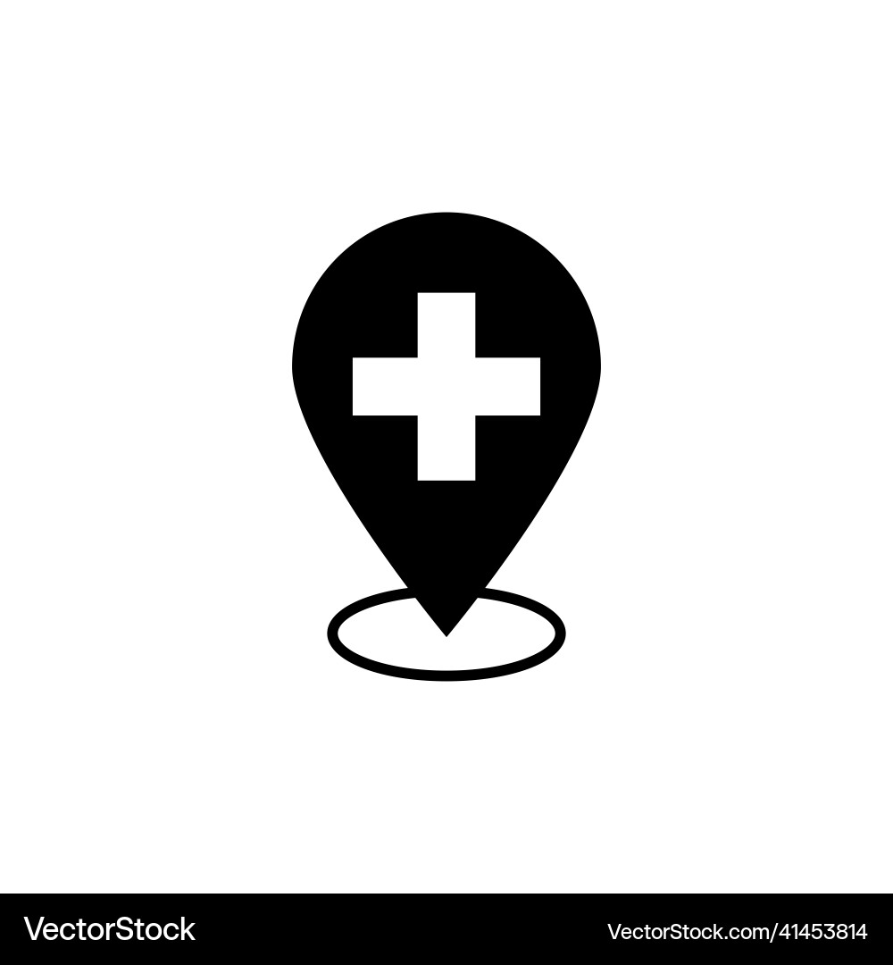Map pointer icon with cross hospital symbol Map pointer icon with cross hospital symbol vector image