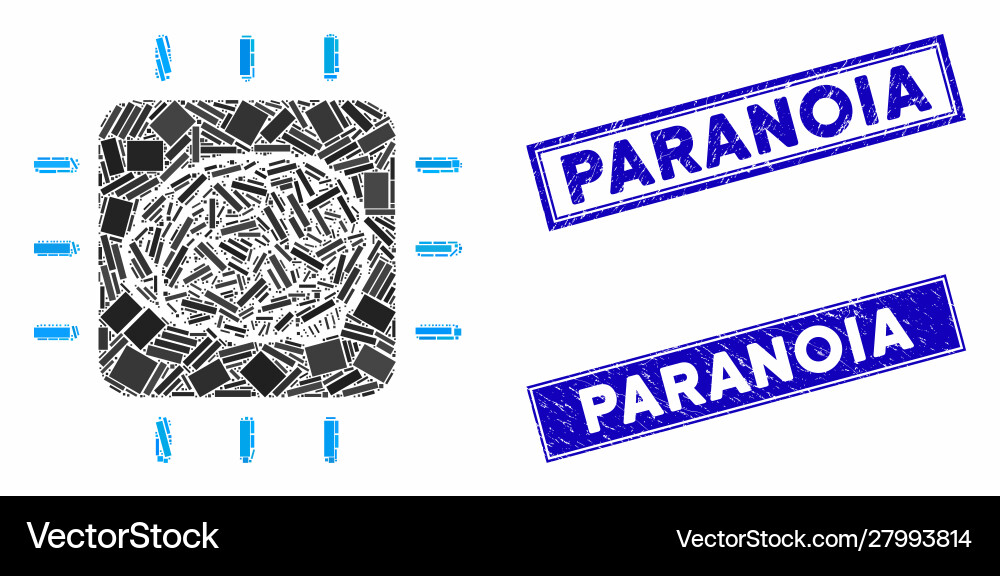 Neural processor mosaic and scratched rectangle Neural processor mosaic and scratched rectangle vector image