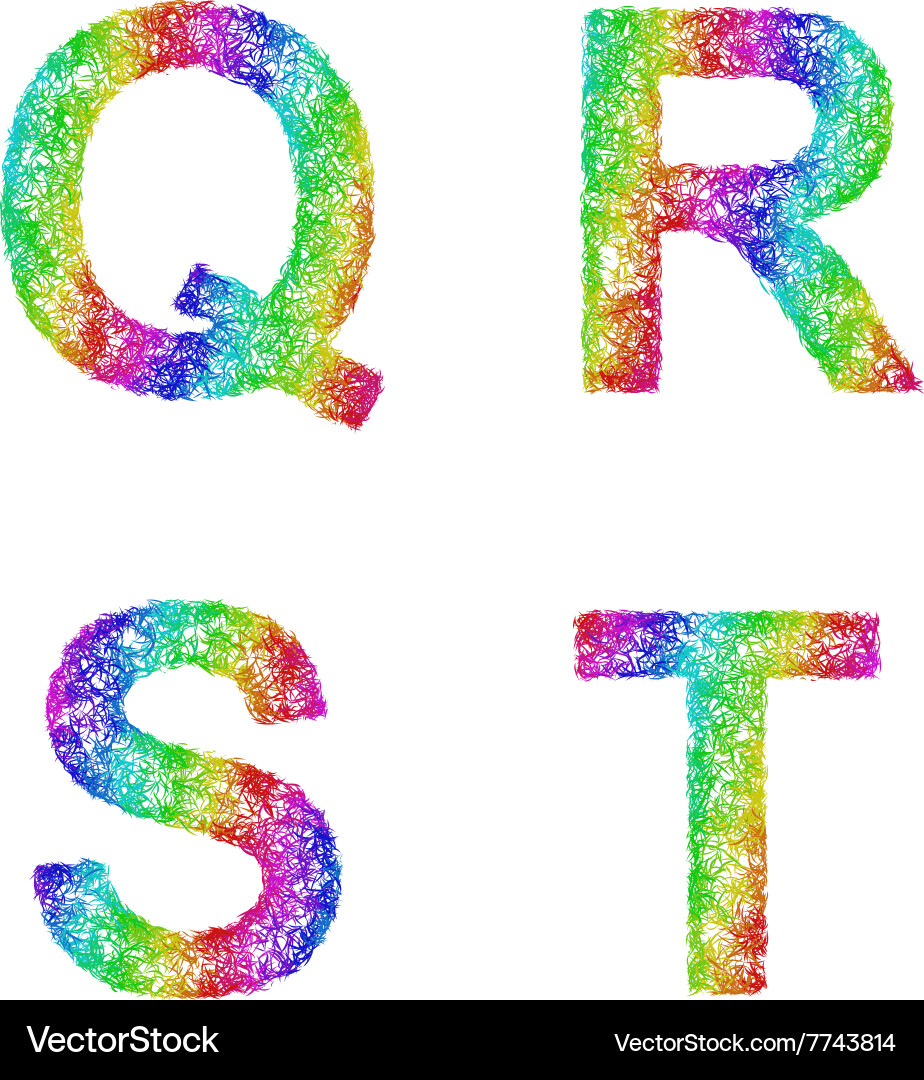 Rainbow sketch font set - letters q r s t vector image