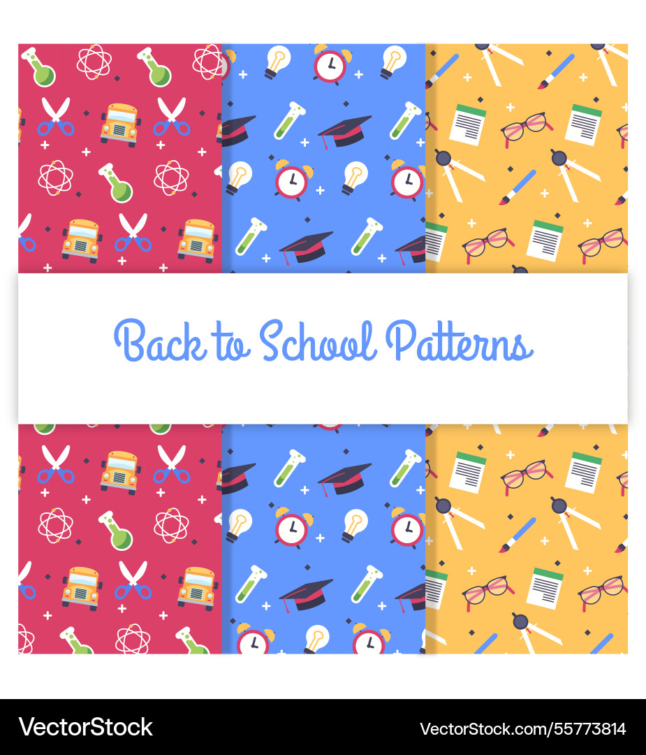 School patterns collection with elements Vector Image