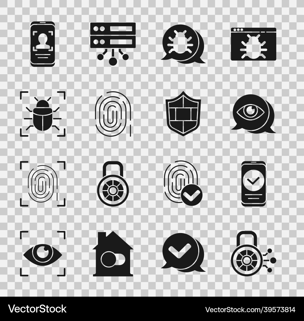 Set cyber security smartphone eye scan system Set cyber security smartphone eye scan system vector image