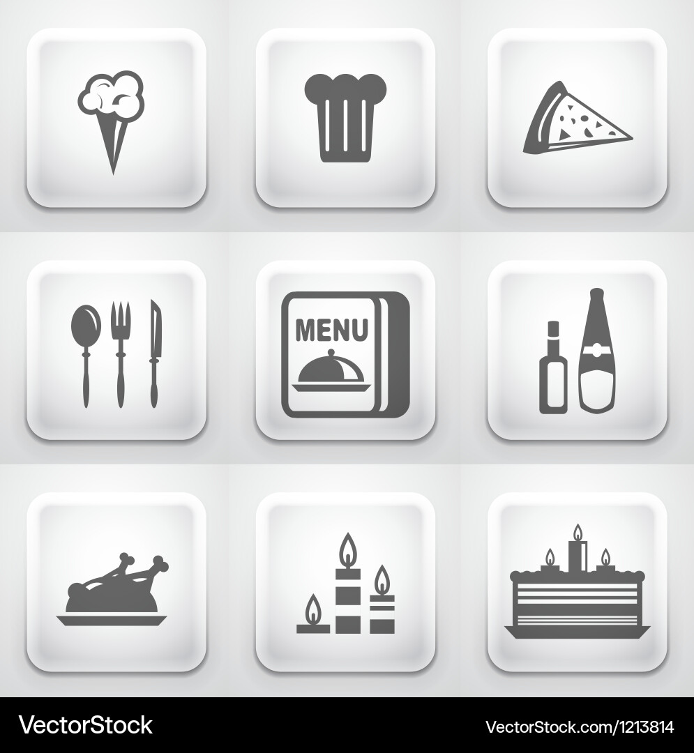 Set of square application buttons restaurant Vector Image