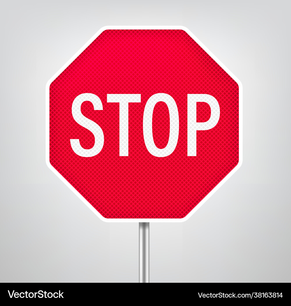Stop road sign realistic 3d style Royalty Free Vector Image
