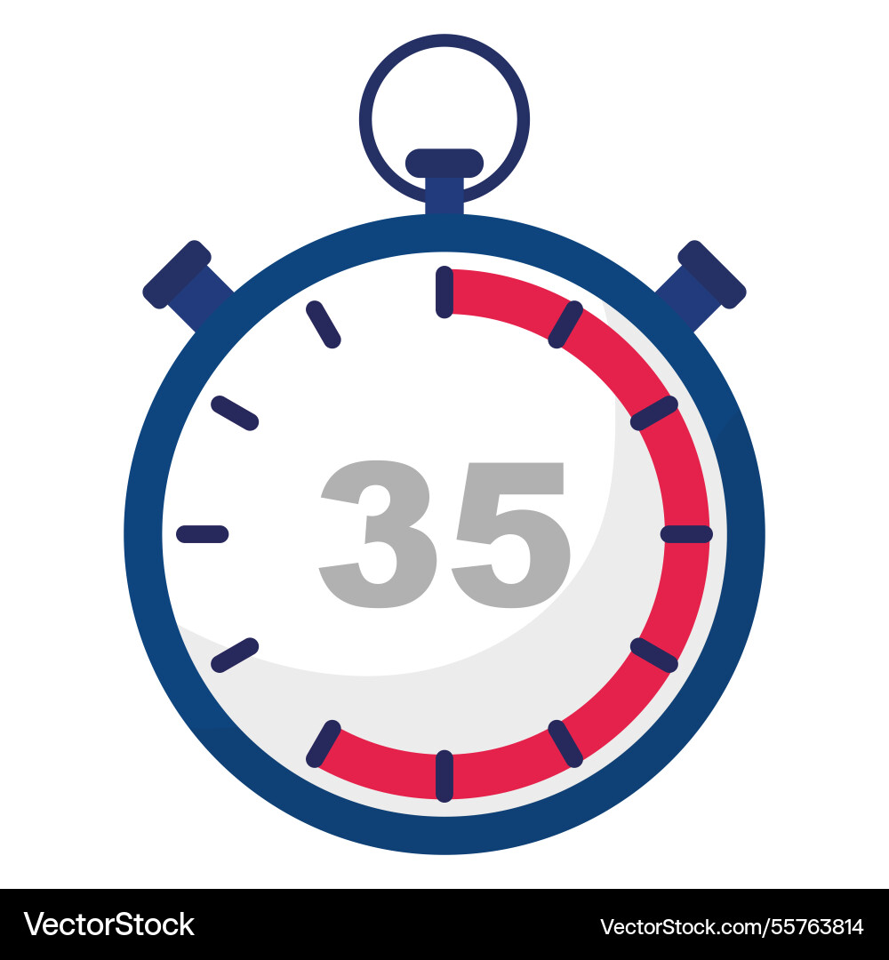 Stopwatch countdown icon number thirty five timer Stopwatch countdown icon number thirty five timer vector image