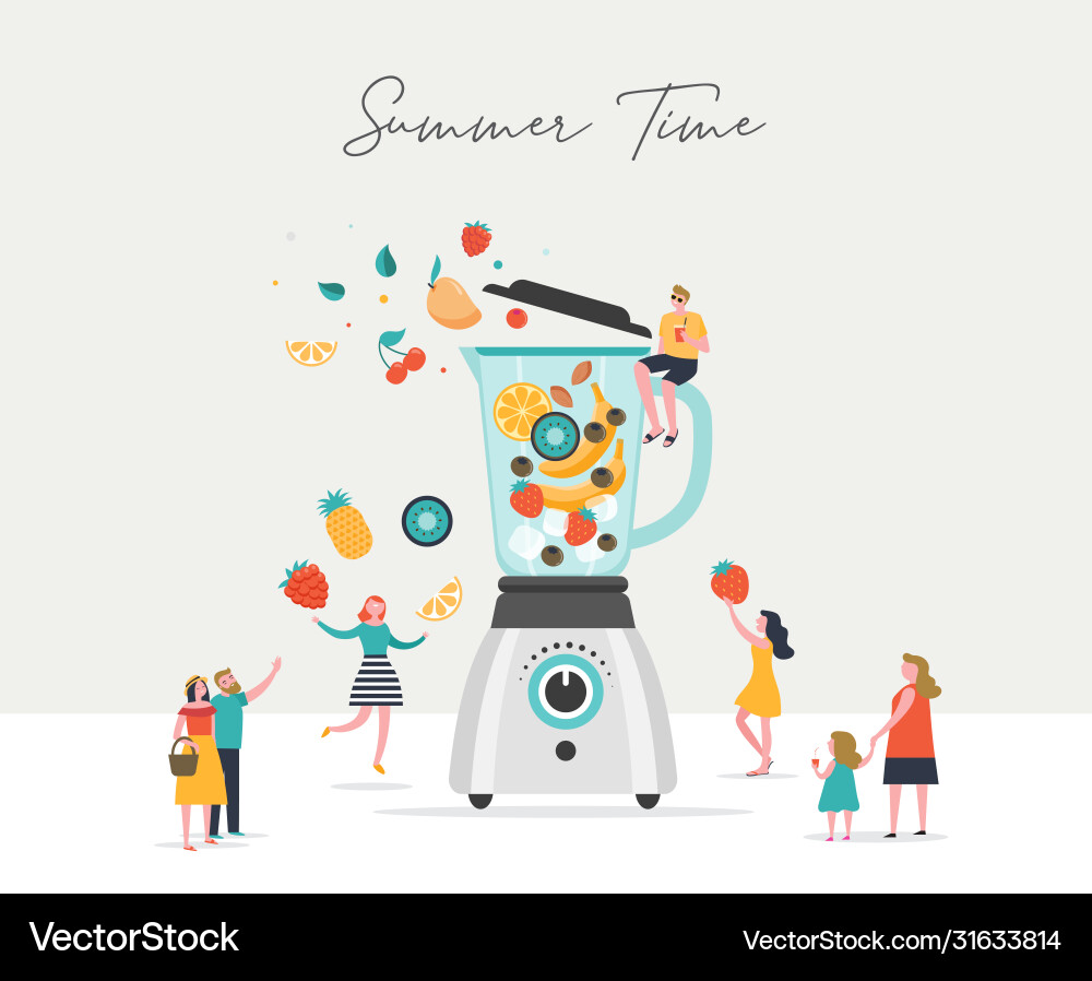 Summer scene group people having fun around Summer scene group people having fun around vector image