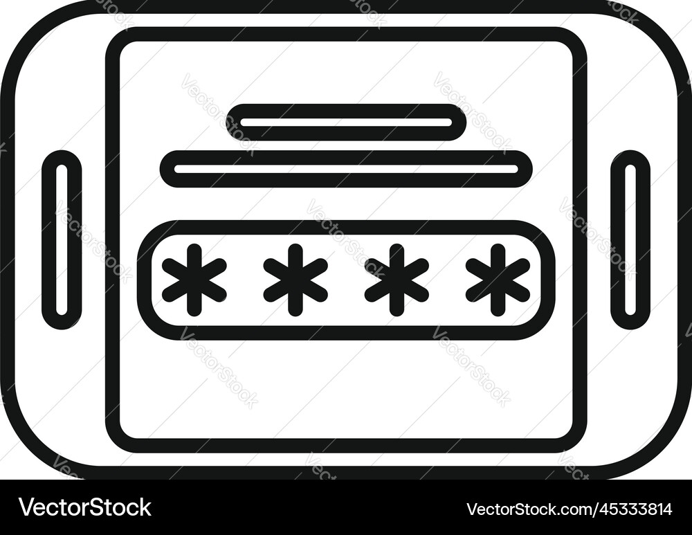 Tablet password icon outline data cipher Tablet password icon outline data cipher vector image