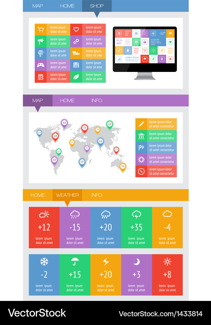 Ui infographics and web elements Vector Image