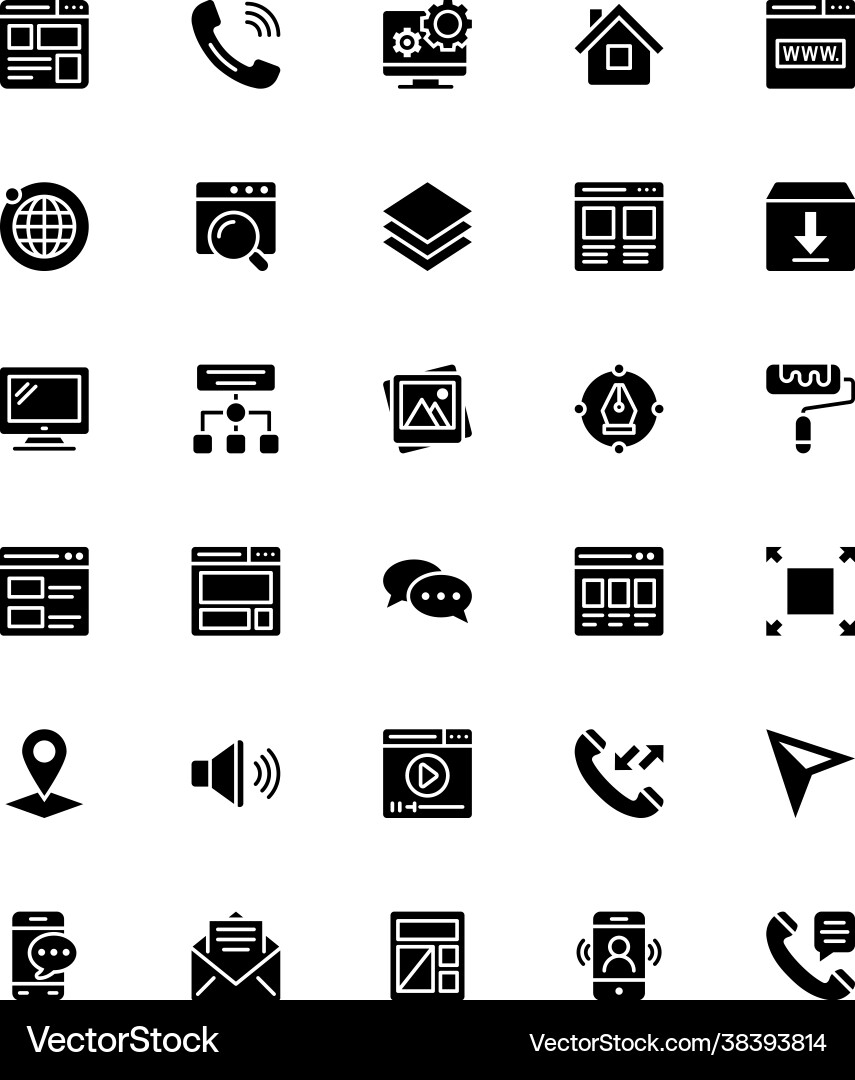 Web design and development solid icons 1 Vector Image