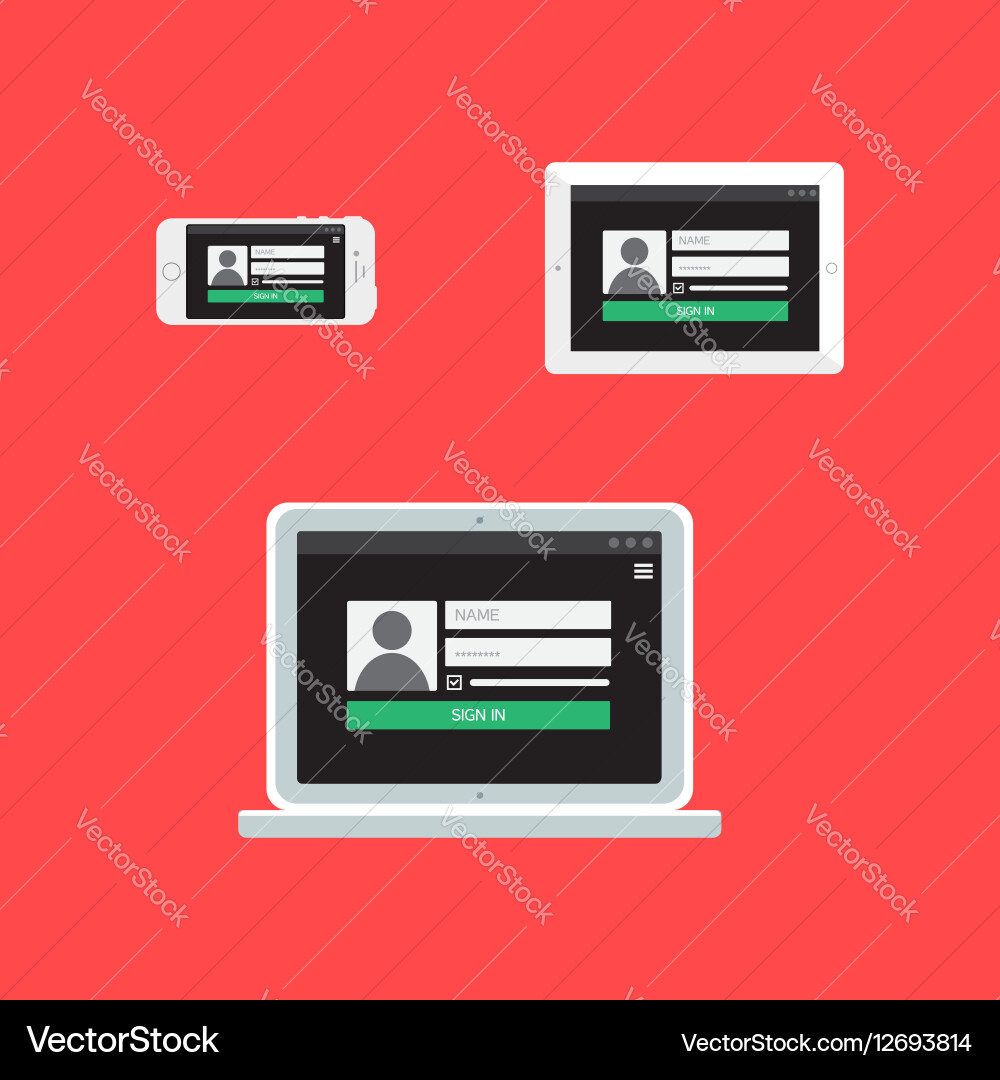 Web template of adaptive login form Vector Image